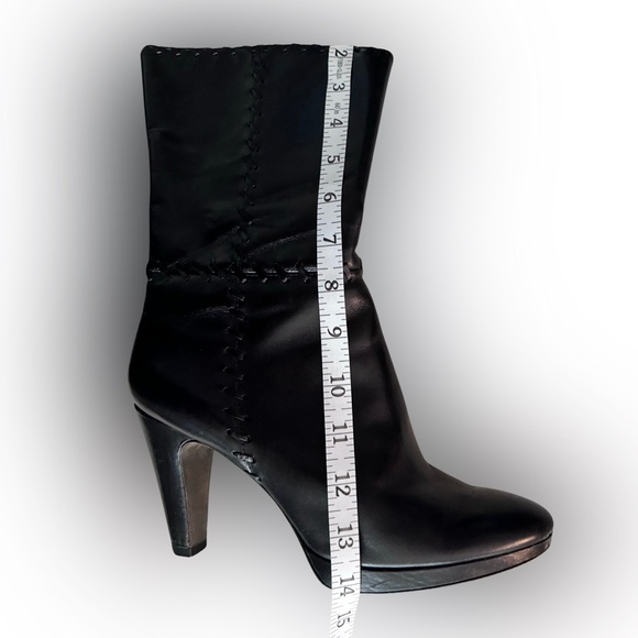 ANTONIO MELANI Black Leather Platform Boots, 3.5” heels, in very good condition - Picture 4 of 6